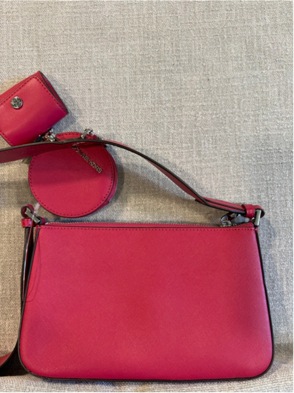 Michael Kors Jet Set Saffiano Leather Crossbody Bag carmine pink - Picture 11 of 13